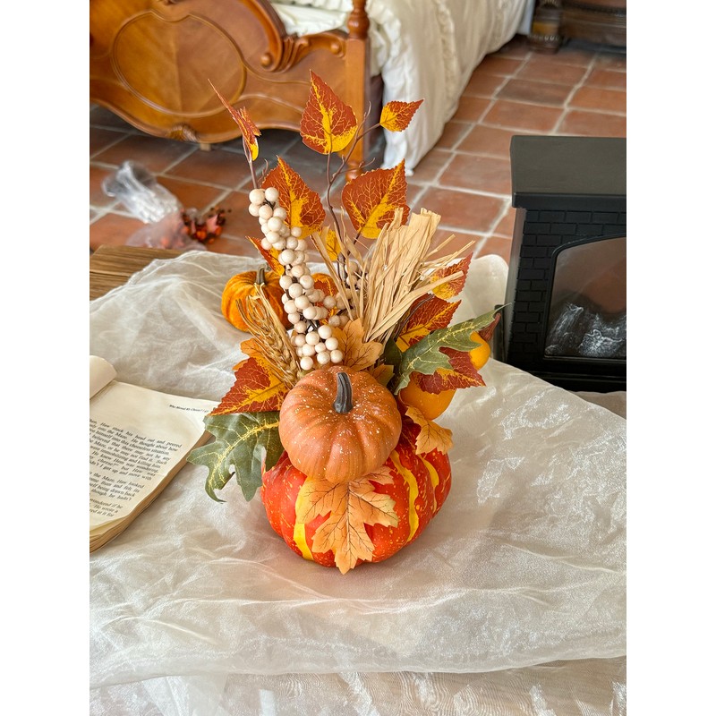 Vellure Pumpkin Fall Decor – Realistic Autumn Foliage and Ornaments,