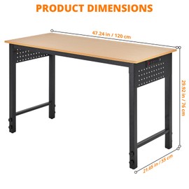 Adjustable Heavy Duty Workbench with Power Outlets, 2000LB Capacity, 2 Side Pegboards & Wheels, Wood Top for Garage, Workshop, Office, Home and Commercial Use