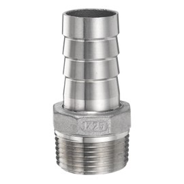 sourcing map Stainless Steel Hose Barb Fitting 1" (25mm) Barbed x Dn25 NPT Male Pipe Fitting Air Hose Barb Fittings Coupler Thread Connector Adapter for Water Fuel