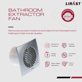 LIRAST Diameter 100 mm Silver Bathroom Fan - Fan for Efficient Ventilation in the Bathroom Kitchen Toilet