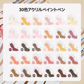 Arrtx 30 Colors Acrylic Paint Pen, Skin Tone Paint Marker Paint Pen Adult Coloring Drawing Brush Chip for Artist Rock Art, Wood, Canvas, DIY Craft Making Art Supplies