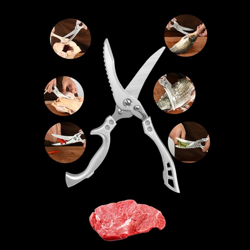 Kitchen Scissors Stainless Steel Poultry Shears Spring Loaded Household Scissors