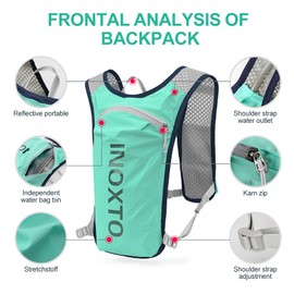 INOXTO Running Backpack, 5-liter lightweight hydration bag for outdoor hiking cross country marathon cycling competition mountaineering water bag backpack for men (light green)