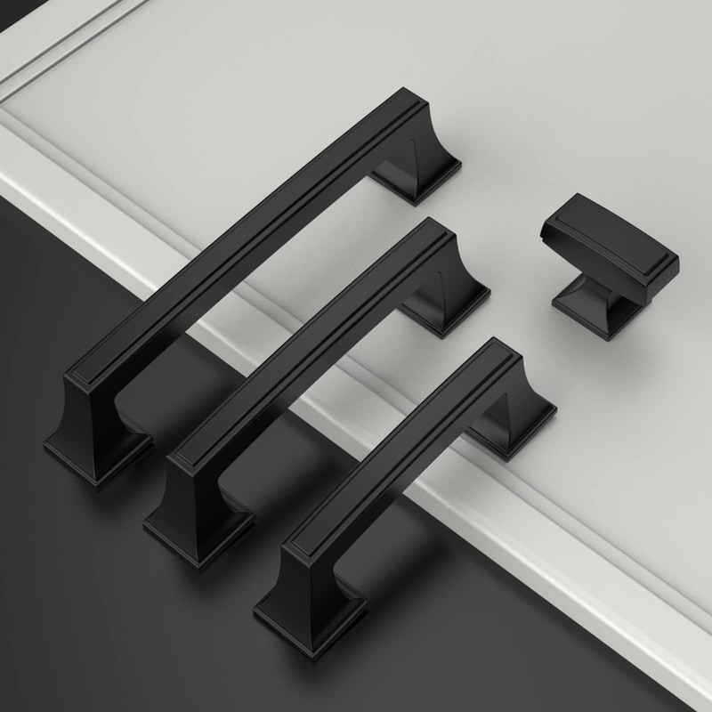 Amerdeco 10 Pack Matte Black Cabinet Pulls 5 Inch(128mm) Hole