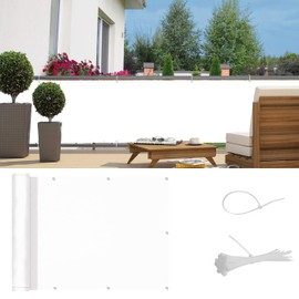 SUNNY GUARD 3FTx10FT Balcony Deck Privacy Screen Apartments Railing Fence Cover Heavy Duty Mesh Windscreen Milky White