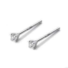 Silver 925 Earrings, Ultra Small, 0.08 inch (2 mm), Simple, Small, Small, Mini Size, Mini Earrings, 18K Coating, 18K Gold, Hypoallergenic, Silver