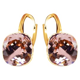 Earrings 925 Silver Austrian Zirconia - 24 Carat Gold-Plated Jewellery for Women and Girls - Drop Earrings Ideal for Gifts for Women, Sterling Silver, Cubic Zirconia