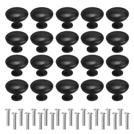 KLYNGTSK Pack of 12 Black Drawer Knobs, Furniture Knobs, Round Drawer Handles, Door Handles, Furniture Handles, Matt Black, Chest of Drawers Knobs, Cabinet Knobs with Screws, 30 mm Knob for Cupboard,