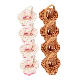 Kisangel 8pcs Mini Woven Baskets with Handle Decorative Tiny Storage Baskets for Candies Flowers and Home Rustic