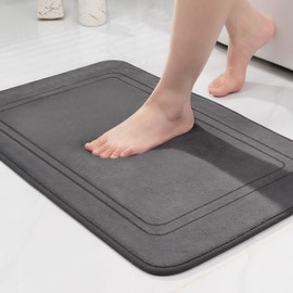 chakme Non-Slip Bath Mat, Bathroom Rug, Soft Bath Mat, Absorbent Bath Mat, Shower Mat, Floor Mat for Bathroom, Dark Grey, 43 x 61 cm