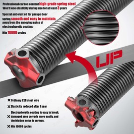 Garage Door Torsion Springs 2'' (Pair) with Non-Slip Winding Bars, Coated Torsion Springs with a Minimum of 18,000 Cycles (0.225X2''X24'')
