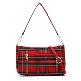 Plaid Crossbody Bags for Women,Tartan Check Punk 90's Cross body Purse Handbag