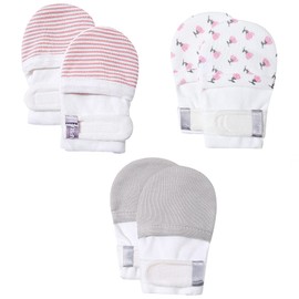 HAPIU Baby Mitten,3 Pack, Pink Stripe&Floral&Storm, 0-3 Months