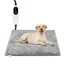 Pet Heating Pad for Cats Dogs, Electric Heated Dog Bed Indoor with Timer, 9 Level Temperature Heated Pet Bed with Chew Resistant Cord, Auto Power-Off Dog Cat Heating Pad