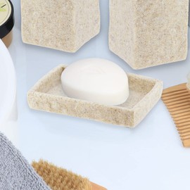 Natural Stone Effect Soap Dish Holder Cup Dispenser Tray