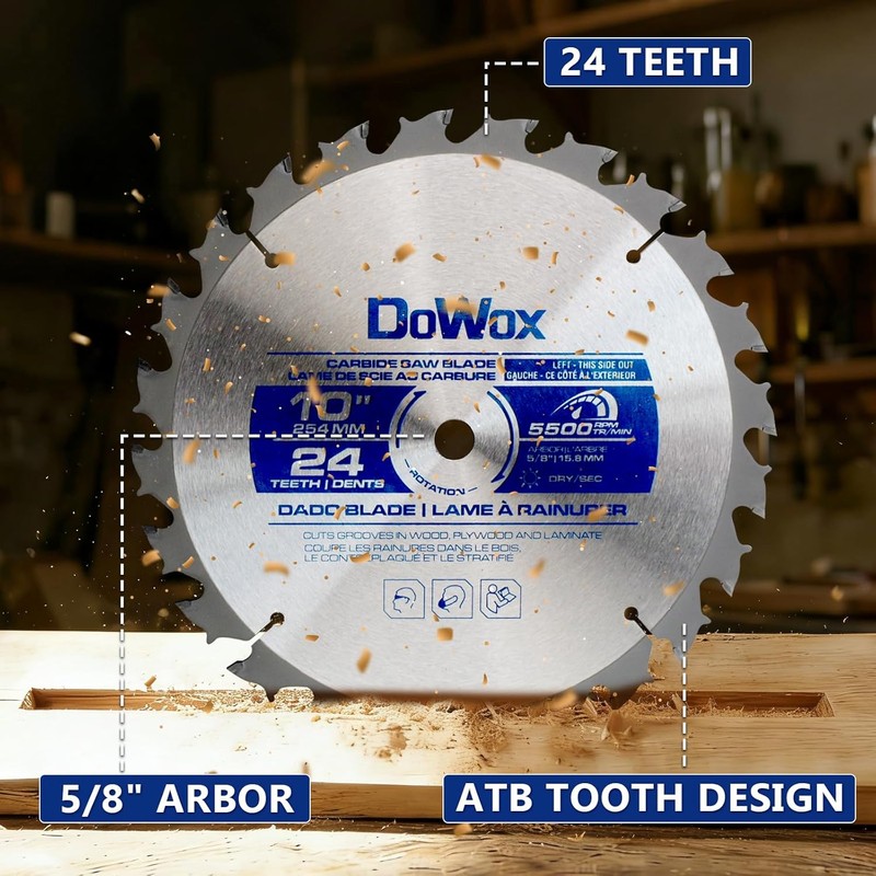 10" Carbide Stacked Dado Saw Blade Set, Pro Dado Set