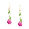 Chanaiqw Tulip Long Flower Earrings for Women Earrings Flower Tassel Earrings Statement Flower Dangle Earrings Floral Earrings for Women (Hot Pink)