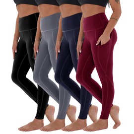 CAMPSNAIL 4 Pack Yoga Pants with Pockets for Women - High Waist Tummy Control Soft Leggings for Workout Gym