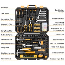 DEKOPRO 208 Piece Tool Set,General Household Hand Tool Kit, Auto Repair Tool Box with Plastic Toolbox Storage Case