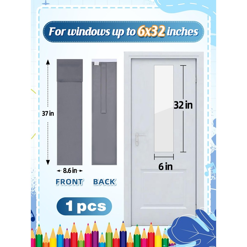 Classroom Door Window Blackout Cover - Blocking 100% Views &