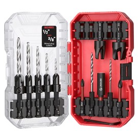 15PCS Countersink Drill Bit Set, Adjustable Tapered Counter Sink Drill Bits with 2PCS Wood Plug Cutter, 1/4" Hex Shank Quick Change for Woodworking with Storage Case
