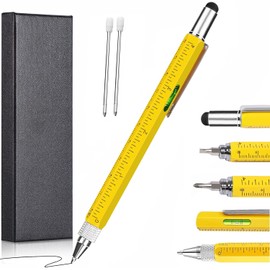 Gifts for Men, 6 in 1 Multitool Pen, Cool Gadgets Tools for Men, Birthday Gifts for Men Who Have Everything, Unique Gifts for Men, Husband, Grandpa, Engineer, Handyman (Yellow)