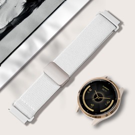 Oanux 18mm Magnetic Stretchy Nylon Band Compatible with Garmin Venu 3s/Venu 4 41mm/Venu 2s/Vivoactive 4s/Vivomove 3s/Forerunner 255S 265S, Solo Loop Elastic Sport Strap Wristband for Women Men