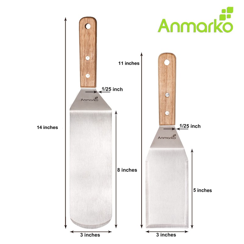 Anmarko Professional Griddle Spatula Set - Stainless Steel Metal Spatula