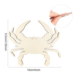 30 Pack 4 Inch Wood Crab Cutouts Unfinished Wood Crab Crafts Wooden Crab Hanging Ornaments DIY Crab Craft Gift Tags for Home Party Decoration