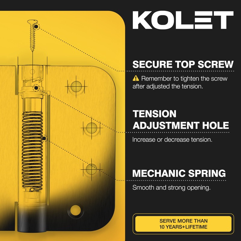 KOLET Self Closing Door Hinges, 4 x 4 Inches Door