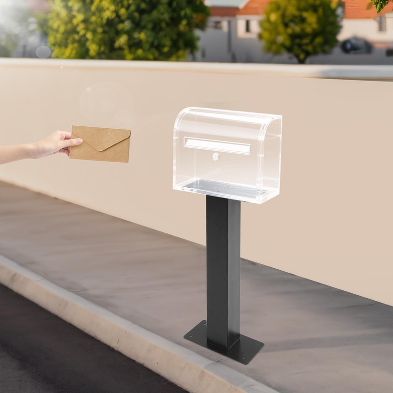27“ Mailbox Post Black Carbon Steel Mailbox Posts for Outside,Heavy