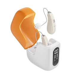 Manzelun Hearing Aids,OTC Behind-the-ear Rechargeable Hearing Amplifiers for Adults Seniors for Severe Hearing Loss,RIC Digital Chip Hearing Aid,Up to 113.88DB and 90 Hours (White)