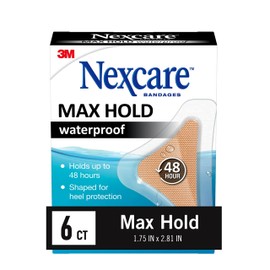 Nexcare Max Hold Waterproof Bandages, Stays On for 48 Hours, Flexible Bandages for Fingers, Hands and Heels - 6 Pack Clear Waterproof Bandages