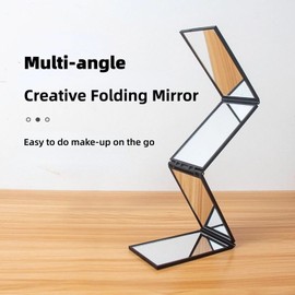 EIMSOAH EIMSOAH 4 Way Mirror, 4 Panel Expandable Mirror 360 Degree Handheld Desktop Portable Foldable Makeup Mirror,Plastic Frame Multi Faceted Makeup Mirror for Self Hair Cutting