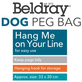 Beldray LA032005DFEU7 Dog Print Clothes Peg Bag Hanging Line Peg Organization Easy Hanging Hook for Storage Holds up to 100 Peg Bags