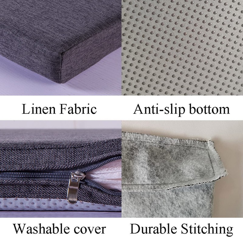 MICUSHION Piano Bench Cushion for Indoor Shoe Storage with Ties