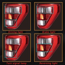 Tail Light Assembly Compatible with 2021-2023 F150 Halogen OE replacement Rear Brake lights(Right)