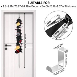 QUMENEY Adjustable Door Hat Display Rack Cap Holder Rack Organizer Over The Door Baseball Cap Organiser Hanging Cap Keeper with 20 Clip for Home Closet and Travel
