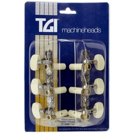 TGI Classical Guitar Machineheads/Tuners. Classical 3 in a Line. Plain Design. Nickel.