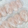 Pearl Ribbon Handmade Nail Tips - Stiletto M / 진주