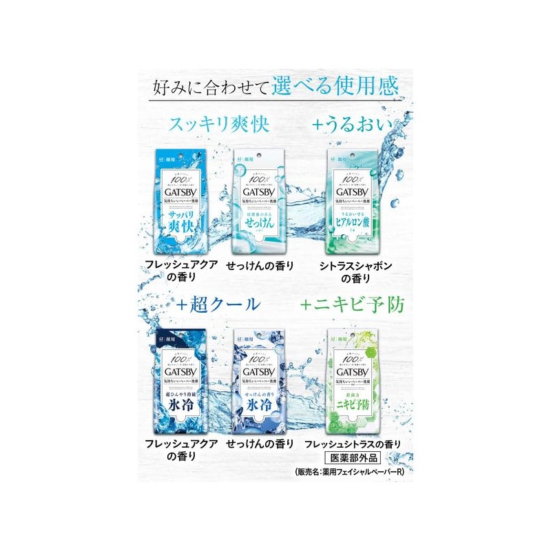 Mandom Gatsby Facial Paper, Facial Cleansing, Moist Type, Citrus Soap