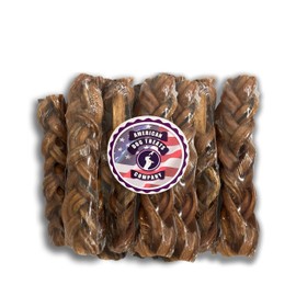 American Dog Treat Company: All-Natural Digestible Dog Chews - Healthy & Long-Lasting Treats for Dogs (Pack of 20, Braided Bully Sticks)