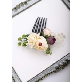 Kercisbeauty - Peineta de flores de champaña para novia, para novia, diadema con flores