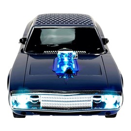 QFX Bluetooth 1968 Retro Muscle Car Replica Speaker, Dual 2-inch Speakers, Hands Free Link, Built-in Microphone, FM Radio and LED Party Lights, Blue - BT-1968-BLU