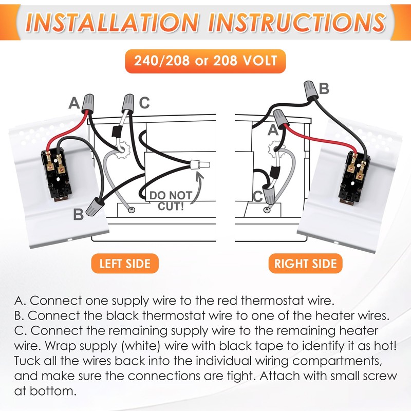 Feekoon Single Pole Built in Thermostat Compatible with Cadet BTF1W,