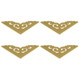 4Pcs Brass Flat Corner Protectors Right Angle Brackets Decorative Corner Braces for Box Cabinet Table Chair, 50 x 50mm, Gold