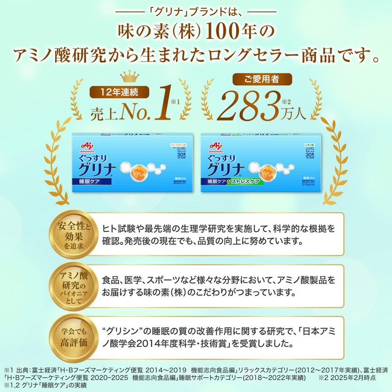 Ajinomoto Glyna Sleep Care, 30-Piece Box, Glycine Sleep Supplement [Food