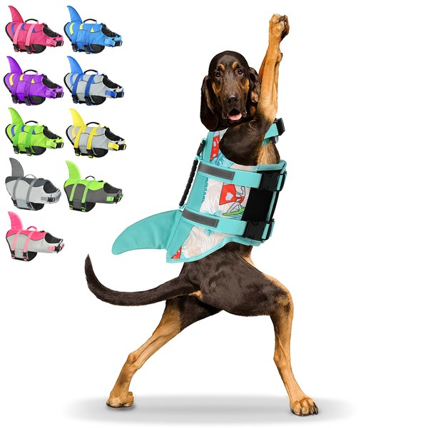 Fragralley Shark Dog Life Jacket, Adjustable Dog Life Vest with