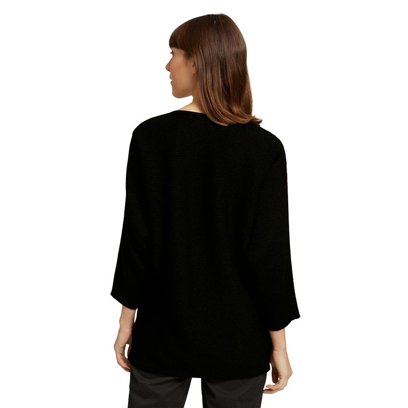 TOM TAILOR Ladie's 1029665 Batwing Sleeve Sweater, 14482-Deep Black, S