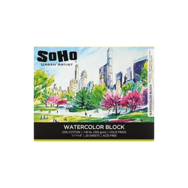 SoHo Urban Artist Watercolor Block 11x14" - 140lb Cold Press, Professional, Sustainable, Acid-Free